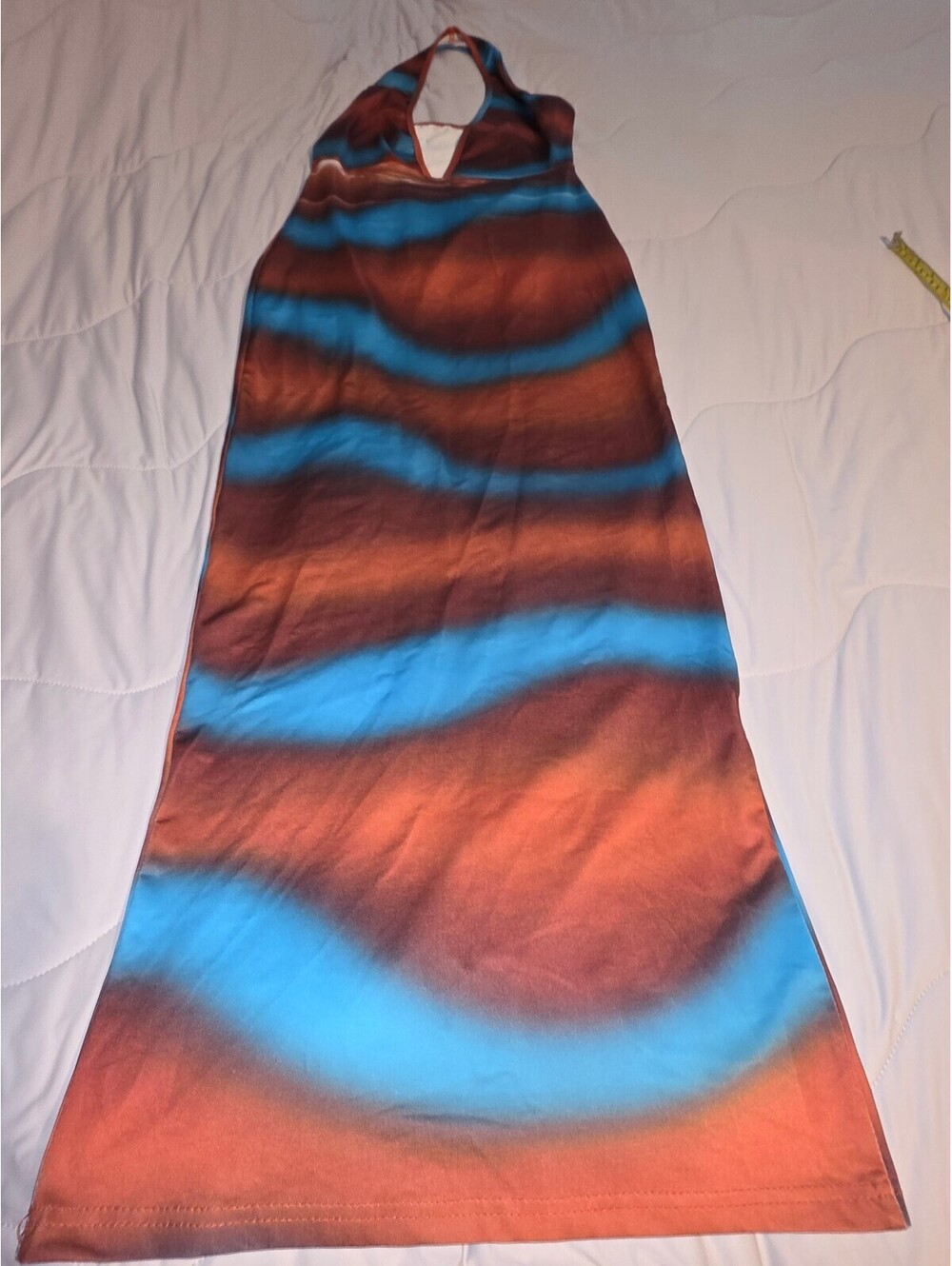 Sheim Halter Dress Women's Small Blue Brown Tie Dye Lightweight Casual